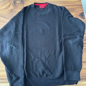 HUGO Black Quilted Crewneck Sweater